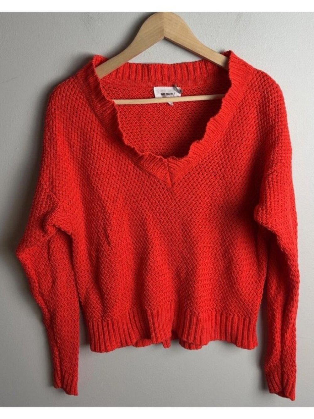 Sita Murt Red V-Neck Mercerized Cotton Knit Sweater Size 42 Spain Women’s